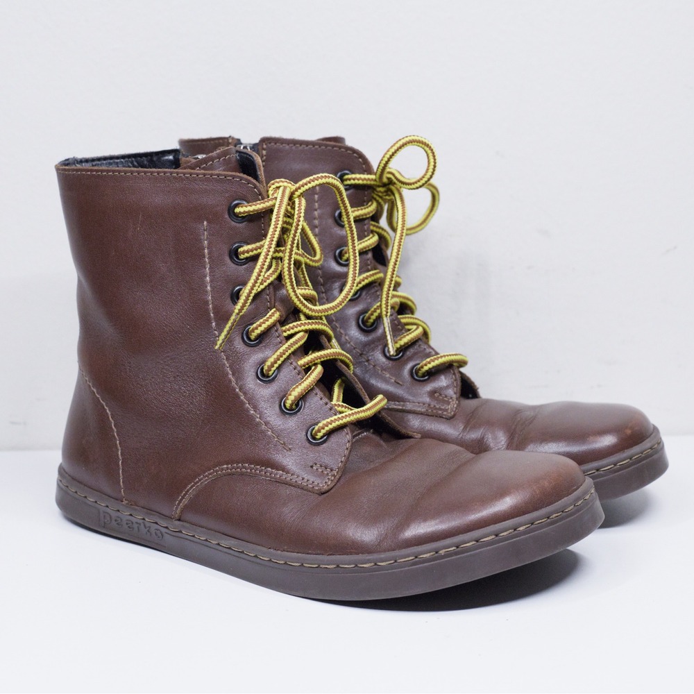 PEERKO Go Leather Barefoot Boots Lace Up Wool Lined Side Zip Brown Womens 37/6